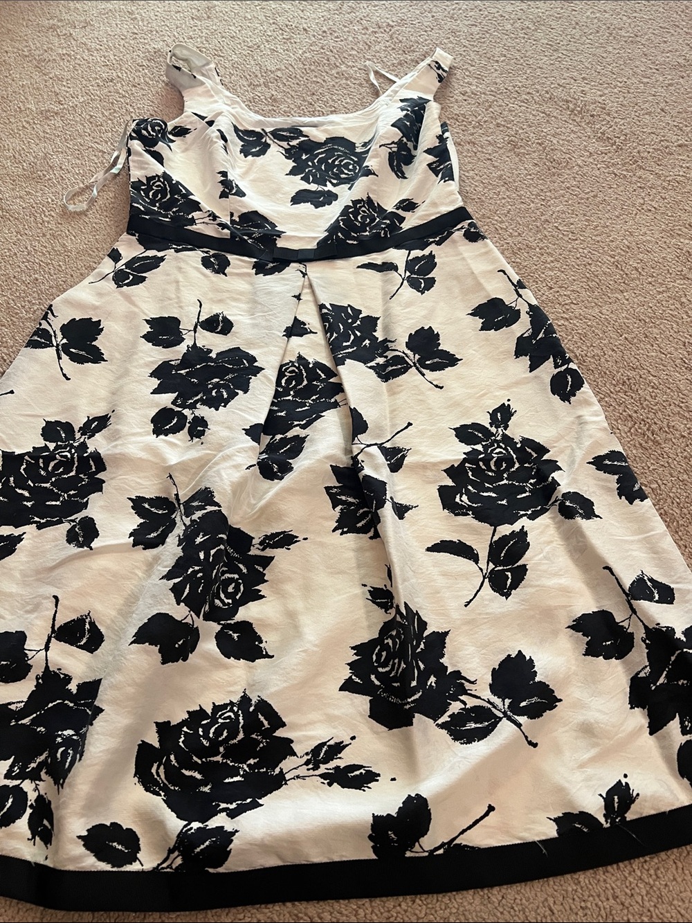 Ann Taylor Black and White Floral Midi Dress
